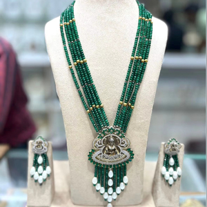 Encantador conjunto de pendientes de collar de latón Kundan con cuentas de colores para fiesta de boda o regalo características patrones numéricos florales - Product Image 5