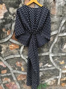 Caftan décontracté pour femmes ethniques indiennes robe de nuit imprimée à boutons courts avec haut long et couverture de plage Style Runaway - Product Image 6