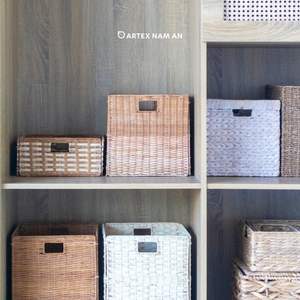 Cesta de almacenamiento de cubo de ratán natural tejida a mano para una organización sostenible en el hogar - Product Image 4