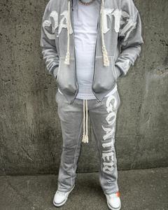 Survêtement unisexe à broderie personnalisée avec finition délavée à l'acide, tissu respirant et confortable, Streetwear à motif solide-Vente en gros en usine - Product Image 4