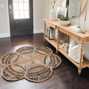 Alfombras Redondas Tejidas Naturales de Pasto Marino, Patrones Personalizados, Alfombras de Rafia con Forma de Flor, Decoración del Hogar - Product Image 2