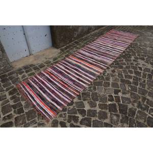 <b>Vintage</b> Boho Striped Wool Rug Beige Rustic Patchwork Design Handmade 3 X 12.3ft Rectangular Entryway Rug for <b>Bed</b> Hallway Latex - Product Image 3
