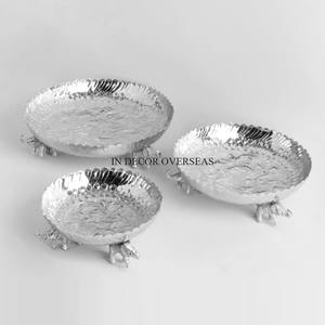 Couleur Argent Finition Brillant Poli Première Qualité Métal Magnifique Look Designer Ensemble De 3 Centre De Table De Mariage Décor Urlis - Product Image 1