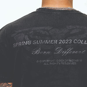 Camiseta de Hombre Moderna, Holgada, 100% Algodón, con Estampado de Letras, Tejido de Punto de Secado Rápido, para un Estilo Urbano Informal, para Uso Diario - Product Image 3