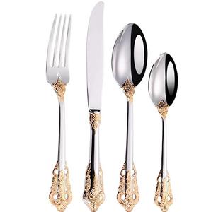 Service de couverts en métal fini argent avec poignée en relief pour mariages et tables à manger service de couverts de table - Product Image 1