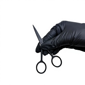 Ciseaux de coiffure professionnels en acier inoxydable, finition noire mate, pour coupe droite, dégradé et frange, manche long 6H - Product Image 1