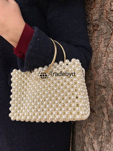 <b>Pearl</b> <b>Clutch</b> for Diwali Gifts Elegant Handmade Fashion Purse Chains Straps Beading Waterproof for Women Festive Gifting Tradebyd - Product Image 5