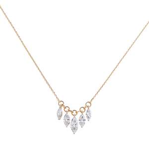 Collier époustouflant à cinq pierres en marquise de 2,44 carats pour femmes |   Bijoux en or jaune 14 carats avec diamant de culture - Product Image 2