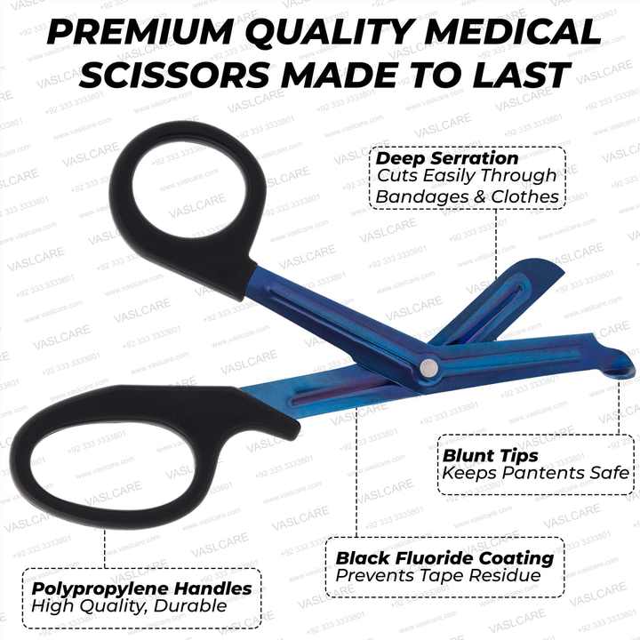 Medical Scissors With Titanium Blue color Premium EMT Trauma Shear Utility Bandage Shears Paramedic Emergency Scissor Vaslcare