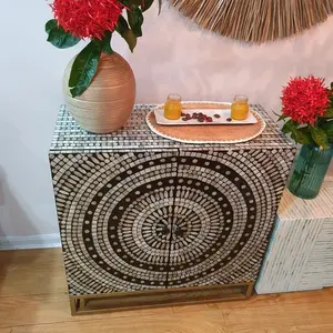 Meilleure vente, armoire d'incrustation de vadrouille à Design Floral élégant, meubles de buffet d'incrustation de vadrouille faits à la main pour salon ou chambre à coucher - Product Image 2