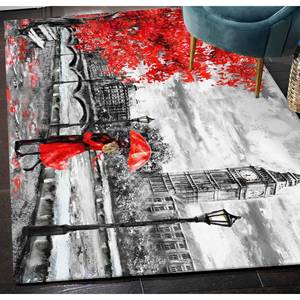 Tapis avec motif de scène londonienne et parapluie rouge, tapis imprimé de luxe, tapis fin non tissé - Product Image 4