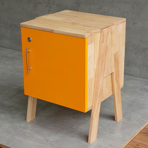 Mini Personal <b>Storage</b> <b>Locker</b> 40x40x48cm A-Style Legs Orange Door with Lock TCN68007 - Product Image 2