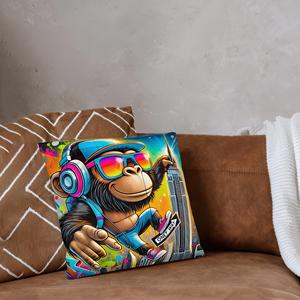 Colorful Monkey Printed <b>Pillow</b>: Custom, Cute Cushion for <b>Kids</b> Room Decor,16"x16" - 40x40 cm - Product Image 2