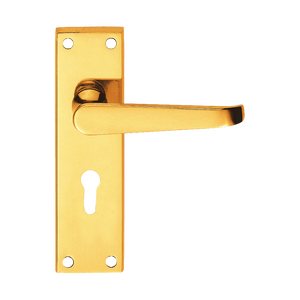 Palanca de Metal duradero, manija de puerta de perfil europeo, tornillo de bloqueo, acabado pulido de latón para el hogar, oficina, cocina, sala de estar, dormitorio, uso - Product Image 1