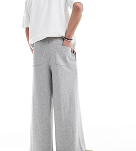 Pantalon de survêtement gris pour homme, taille élastique avec cordon de serrage, imprimé logo flamme, en coton, pour l'automne - Product Image 3
