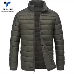 Custom Color Long <b>Thin</b> <b>Men</b> Bubble <b>Jacket</b> with Stand Collar and Front Logo Windproof Fashion Clothing - Product Image 1