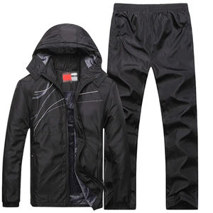 Survêtement à capuche 100% coton pour homme, ensemble de jogging sportif avec veste, pantalon de survêtement, combinaison d'équipe pour la saison d'automne, deux pièces - Product Image 2