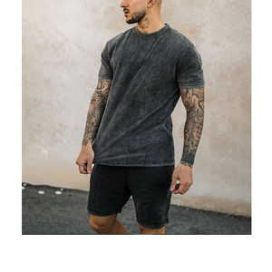 Precio al por mayor Loose Fit Oversize Drop Shoulder Hombres Casual Camisetas Heavyweight 100% Cotton Blank Tallas grandes Camisetas para hombres - Product Image 5