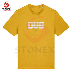 Logotipo de serigrafía personalizado coser y cortar 100% algodón Color sólido hombres camiseta moda moderna Casual - Product Image 3