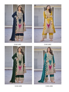Hermoso traje de diseñador de lujo Heavy Chinon Salwar Suit & Dupatta con Secuencia de bordado y trabajo de espejo Exportador de moda de mujer - Product Image 6