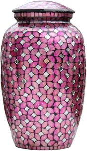 Urne funéraire en verre mosaïque rose moderne grande taille pour adulte oeuvre métallique pour cendres humaines urne funéraire décorative sympathie - Product Image 3