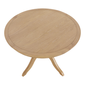 Mesa de Comedor Redonda Tradicional Kalila Hecha de Madera de Teca Sólida con Acabado Natural para Uso en Interiores - Product Image 3