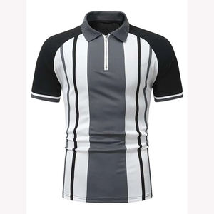 Polo de diseño a rayas de manga corta de algodón 100% con logotipo personalizable a precios al por mayor - Product Image 1