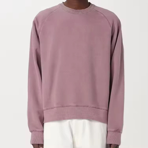 Oem personalizado pulóver Jumper ácido lavado sudadera manga raglán francés Terry cuello redondo sudadera hombres - Product Image 1