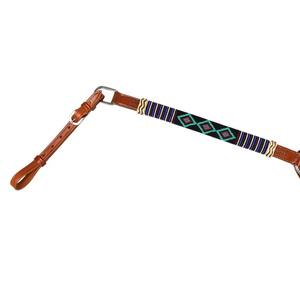 Harnais en cuir pour chevaux de course équestre de style occidental OEM avec 5 points de fixation et patchs en fourrure - Product Image 4