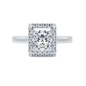 Bague de fiançailles et de promesse en or blanc massif 10 carats sur mesure de 7mm taille princesse cultivée en laboratoire pour cadeau - Product Image 1