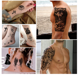 Tatouages temporaires autocollants <span class=keywords><strong>pour</strong></span> le corps, les bras, la poitrine, les épaules, <span class=keywords><strong>pour</strong></span> hommes ou femmes, avec de petits motifs noirs - Product Image 5