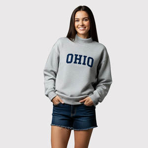 Venta al por mayor de las mujeres de gran tamaño de cuello simulado de invierno Streetwear sudadera Spandex/Tela de lana de algodón transpirable respetuoso del medio ambiente frente - Product Image 2