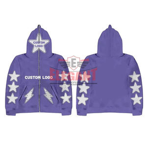 Chándales con cremallera completa para hombre Logotipo bordado desgastado CHándal FLARE para hombre Sudadera con capucha acampanada y conjuntos de pantalones de chándal - Product Image 2