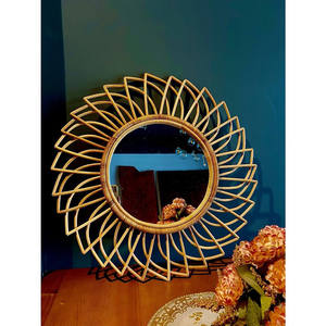 Espejo de ratán Espejos Decoración de pared Venta caliente Artesanía Estilo ecológico Espejo de ratán 100% color natural para decorar la pared Hogar - Product Image 6