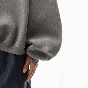 Haute qualité 100% coton éponge col rond à manches longues sweat personnalisé thermique couleur unie nouveau Style brodé pour l'hiver - Product Image 6
