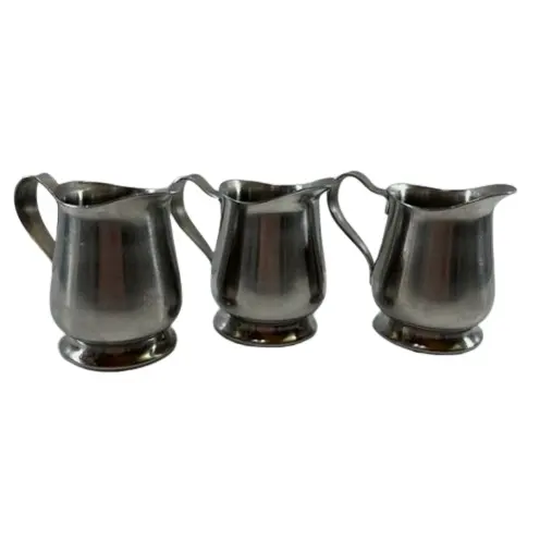 Glossy Polished Milk Frothing Creamer Set of Three Stainless Steel Creamer Small Espresso Ounce Coffee Pitcher