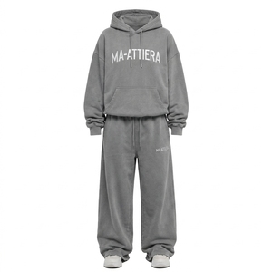 Conjunto de Sudadera con Capucha y Pantalones Anchos de Felpa Gris para Mujer, Estilo Casual, Urbano y Deportivo, Dos Piezas - Product Image 4
