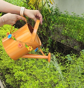 Regadera de jardín de metal Floral naranja olla de vertido de agua sostenible y duradera para alimentación de vegetación - Product Image 3
