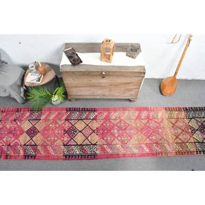 Vintage 2,5X12,5 pies rojo naranja Alfombra de lana turca área grande rectángulo pasillo patrón 10mm nuevo látex para dormitorios - Product Image 5