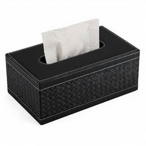 Boîte à mouchoirs en cuir à motif noir - Product Image 3