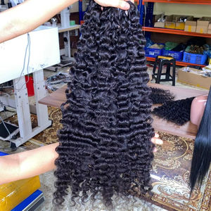 100% Raw Virgin Burmese Curly <b>Hair</b> Weft Human <b>hair</b> <b>Extension</b> With <b>Kinky</b> Curl Style Wholesale Price <b>Hair</b> Weaving - Product Image 1