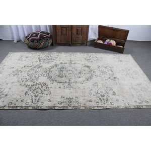 Alfombra Turca Vintage de 5.2x9.2 pies (159x279 cm), Alfombra Blanca Sólida - Product Image 3