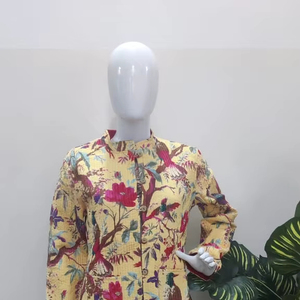 Veste d'hiver en coton matelassée imprimée à la main, veste pour homme et femme, vintage, faite à la main, couture fine, veste imprimée - Product Image 1