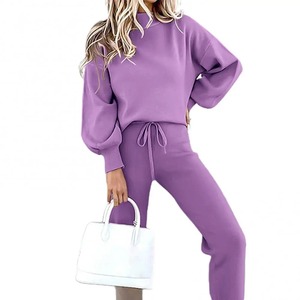 Autumn Winter Trendy <b>Women's</b> Eco-Friendly Plush Warm Tracksuit Long Sleeve Blouse Top & <b>Pants</b> Outfit - Product Image 3
