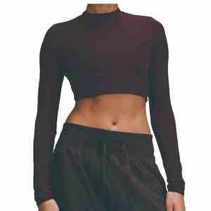 Women's Lightweight Breathable Anti-Bacterial <b>Yoga</b> Crop Top Quick Dry Skinny Fit Spandex/Nylon Round-Neck Design - Product Image 5