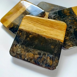 Classic Style Best Shaped Resin and Wooden Coaster <b>Set</b> Custom Material Kitchen Stone Pads Handmade in India - Product Image 6