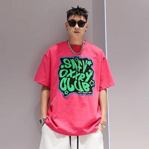 Comprar al por mayor OEM personalizado serigrafiado Camiseta 100% algodón 300 gramos manga corta suelta cuello redondo Casual alfabeto - Product Image 2