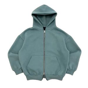 Nouveau Hoodie d'hiver pour homme, en polaire respirante, double face, zippé, coupe oversize, effet délavé, uni, décontracté, pour l'extérieur, personnalisable avec logo de marque - Product Image 1