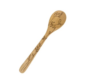 <b>Wood</b> Spatula <b>Spoon</b> Handmade Burned Designer Enamel Flower Design New - Product Image 5