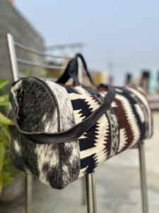 Latest Design Handmade Unisex Eco-Friendly Sport Duffel <b>Bag</b> 100% Genuine Hair-On Cowhide Leather Travel Luggage <b>Shoe</b> Compartment - Product Image 2